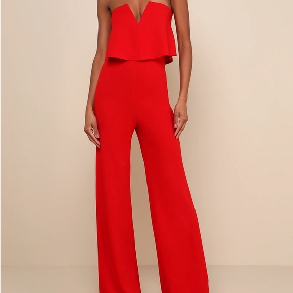Lulus red strapless jumpsuit - Picture 5 of 5